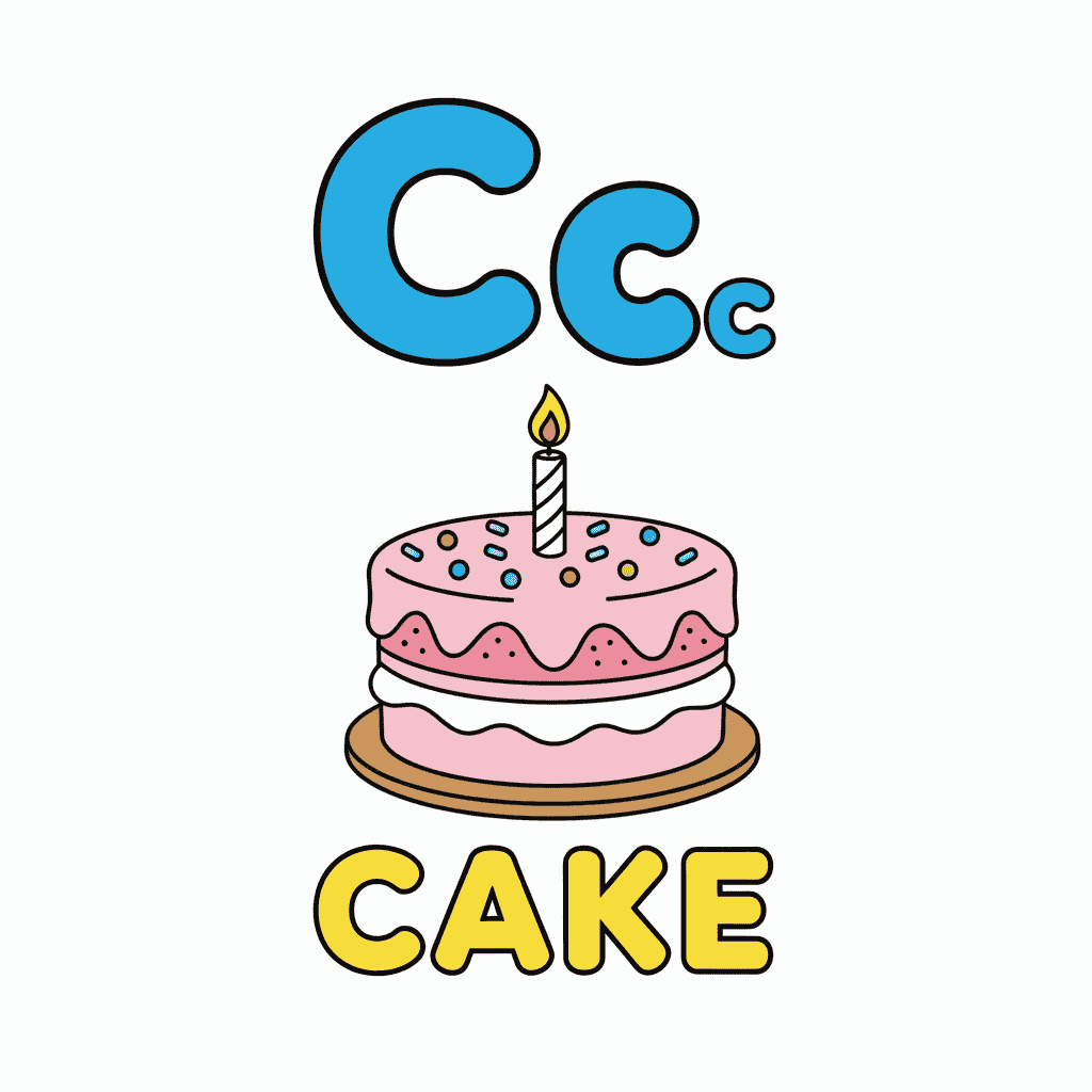 Printable Cake coloring page for letter C