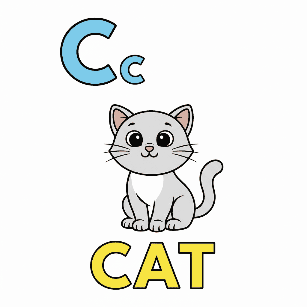 Cat coloring page for letter C