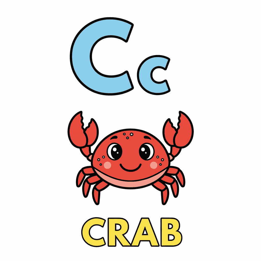 Printable Crab coloring page for letter C