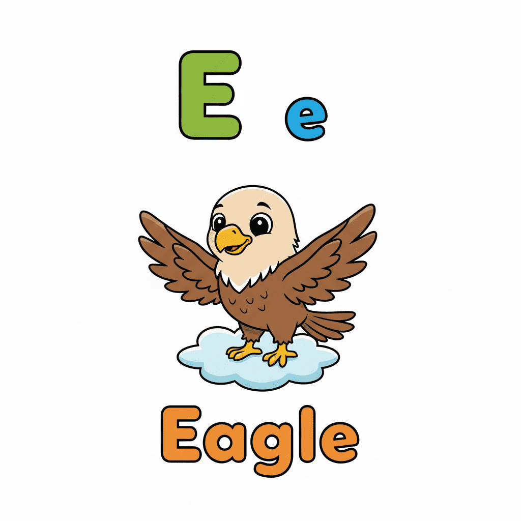 Eagle coloring page for letter E