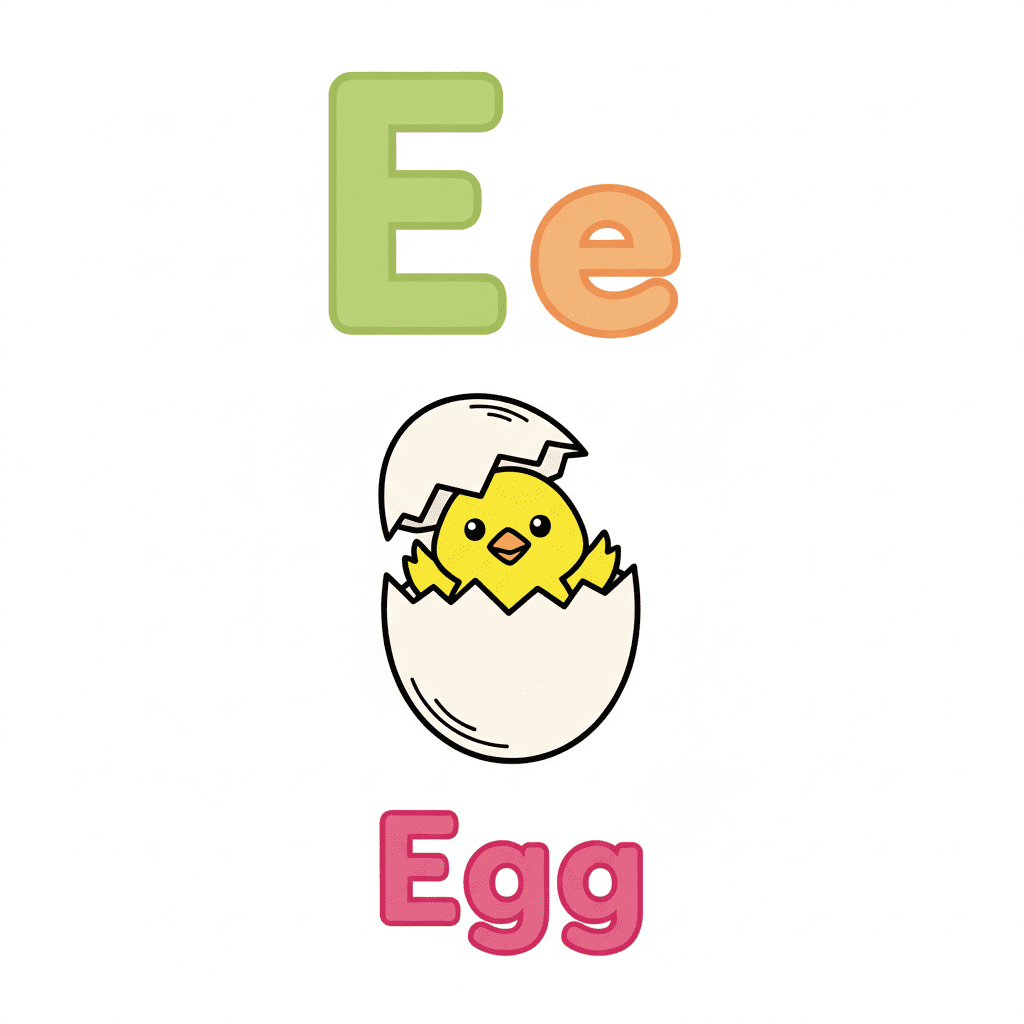 Printable Egg coloring page for letter E