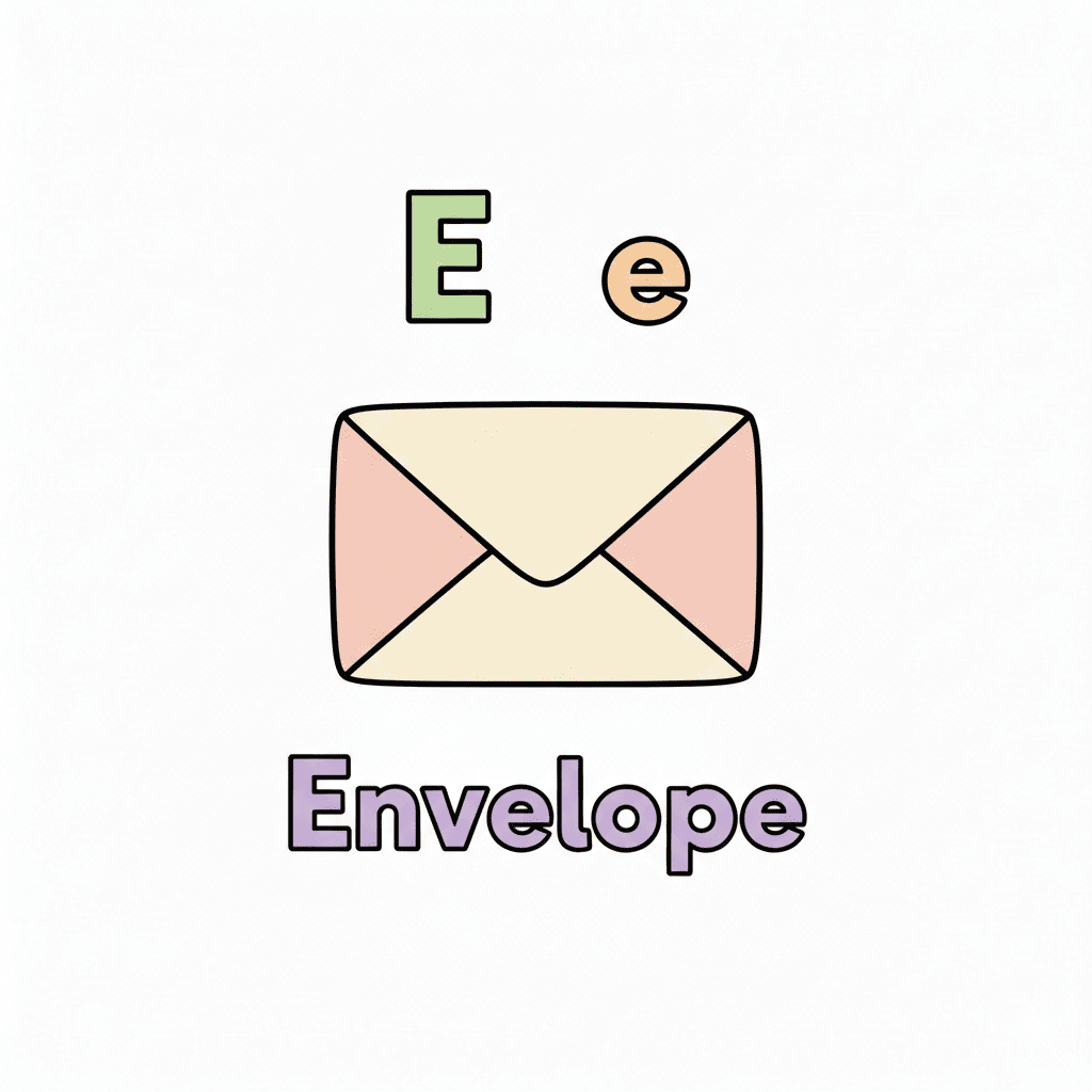 Printable Envelope coloring page for letter E