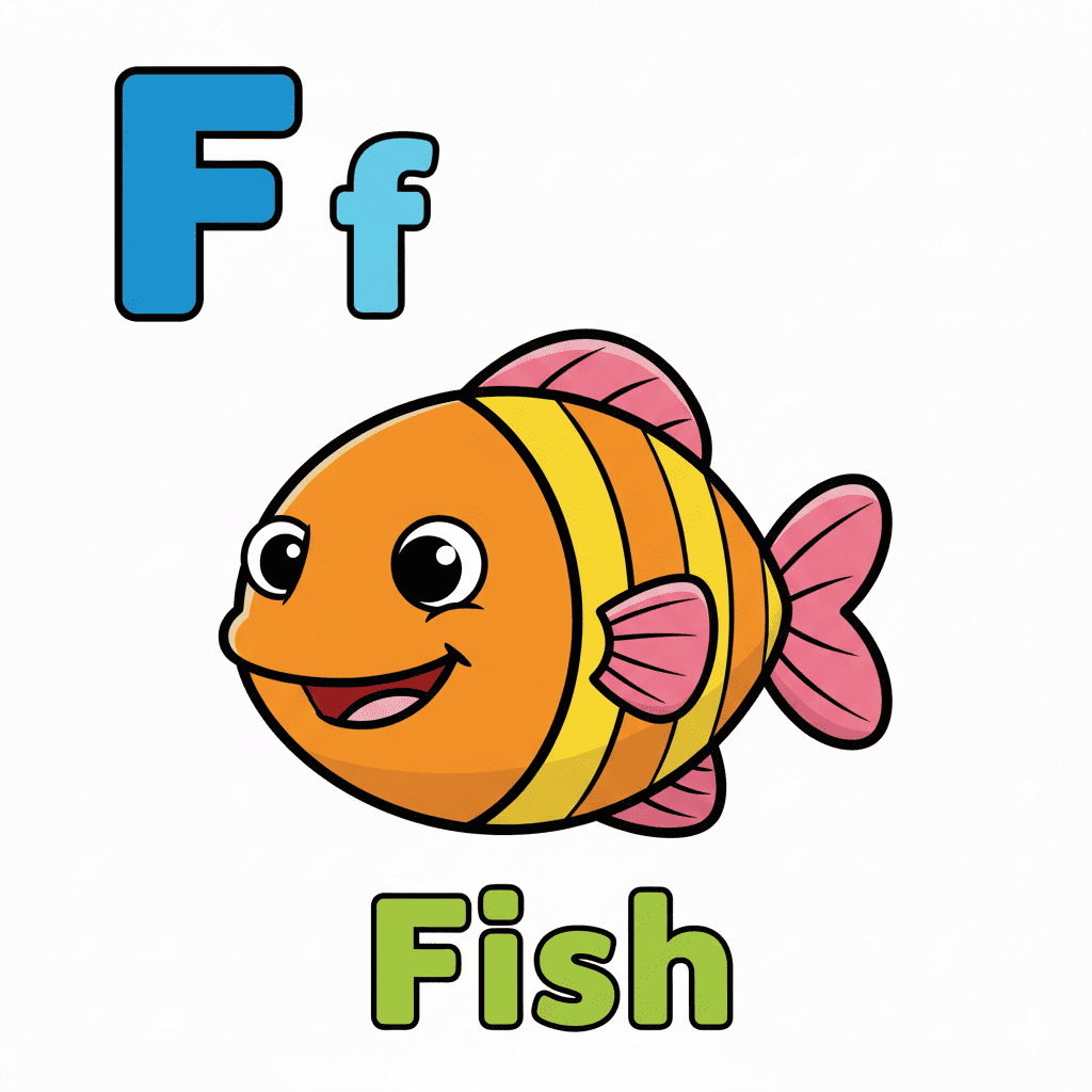 Printable Fish coloring page for letter F