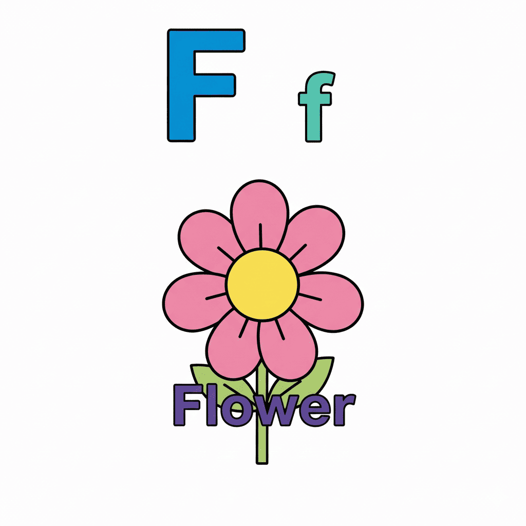 Printable Flower coloring page for letter F