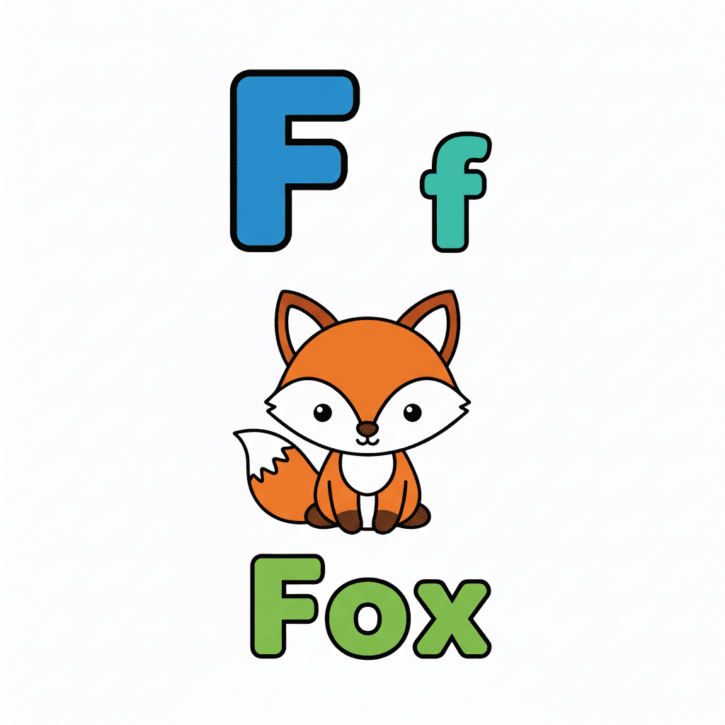 Printable Fox coloring page for letter F