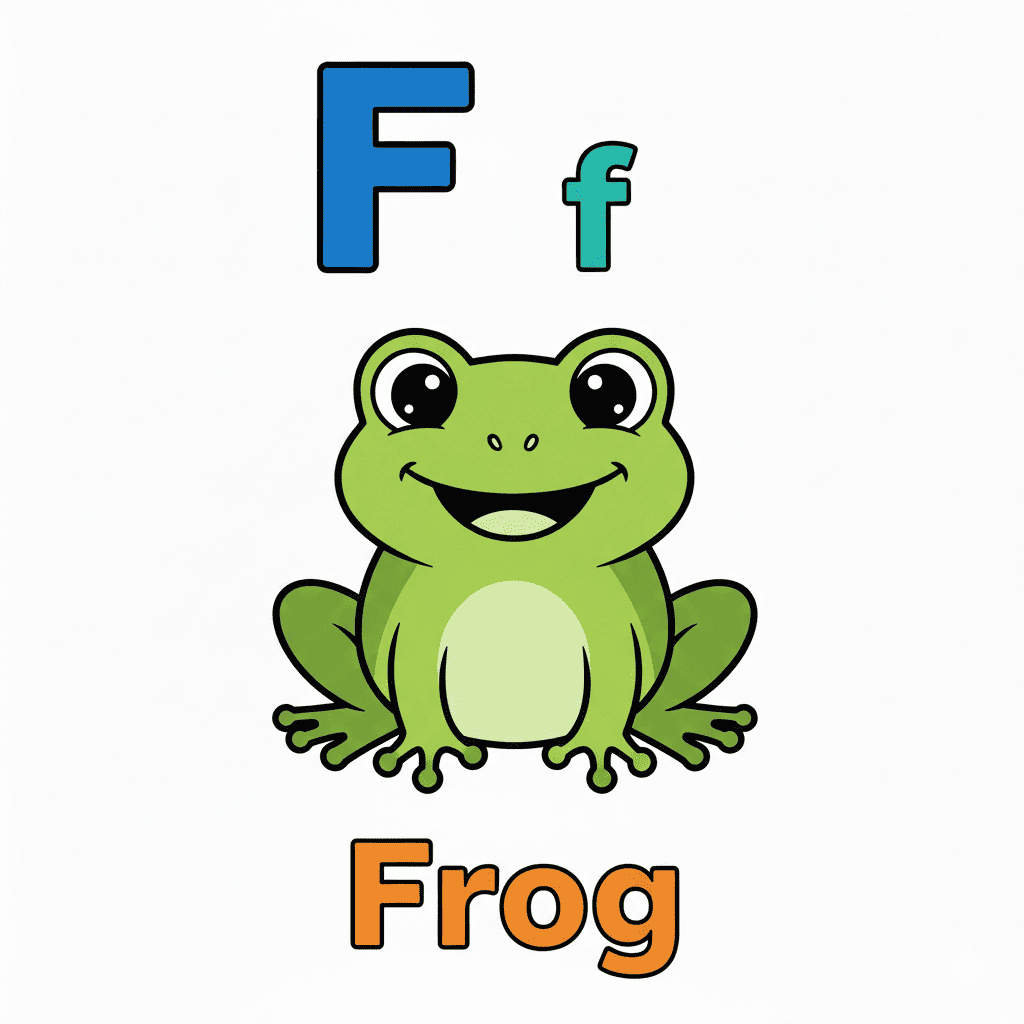 Printable Frog coloring page for letter F