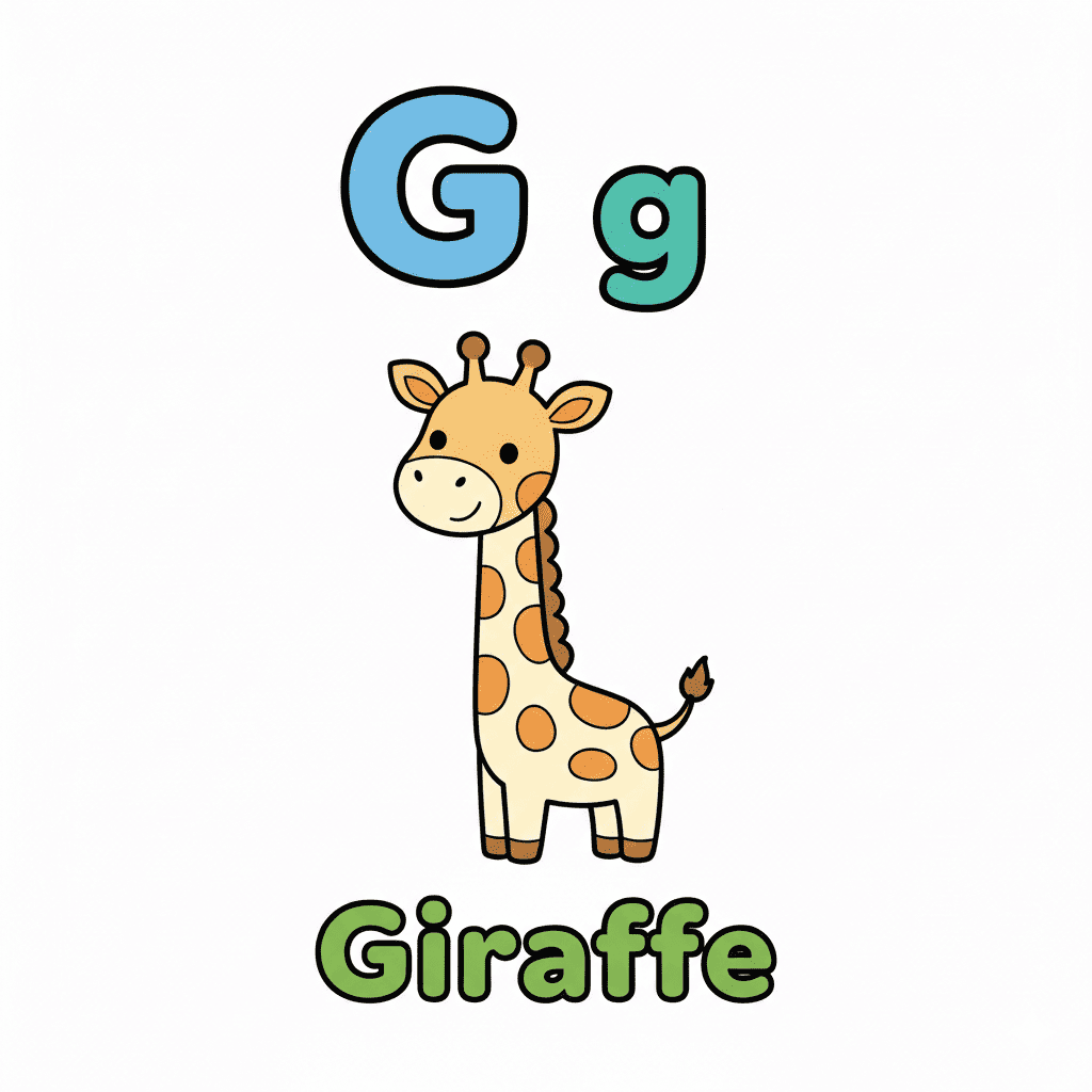 Printable Giraffe coloring page for letter G