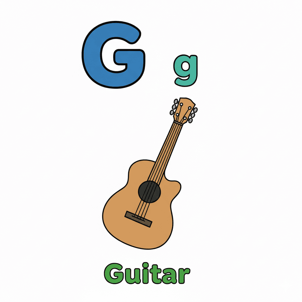 Printable Guitar coloring page for letter G