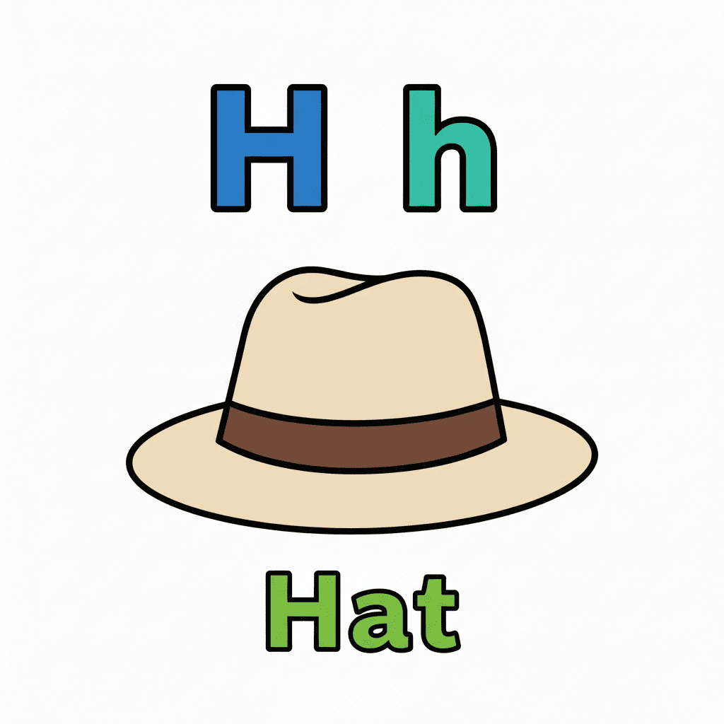Printable Hat coloring page for letter H
