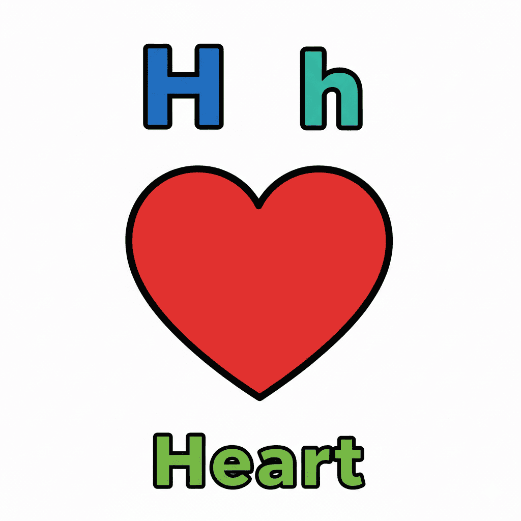 Printable Heart coloring page for letter H
