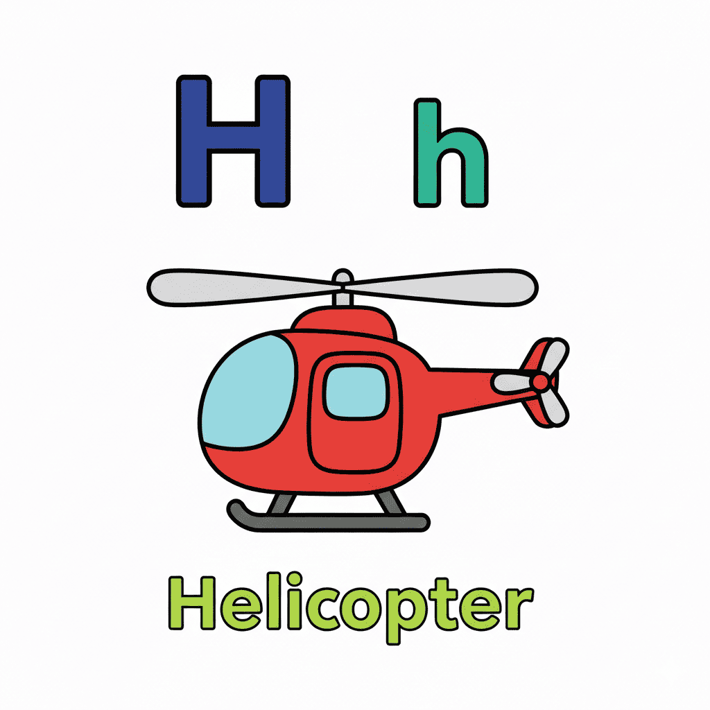 Printable Helicopter coloring page for letter H