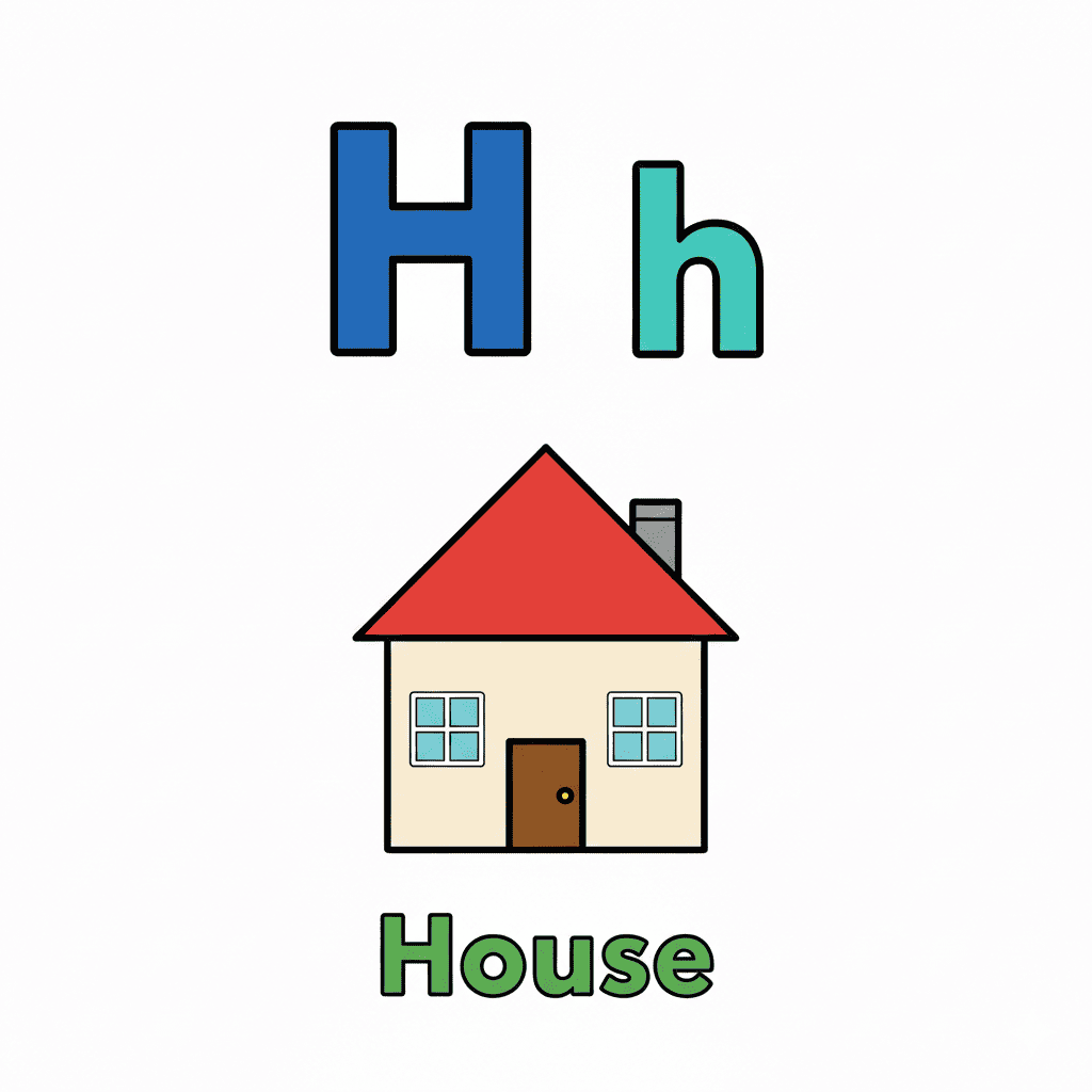 Printable House coloring page for letter H