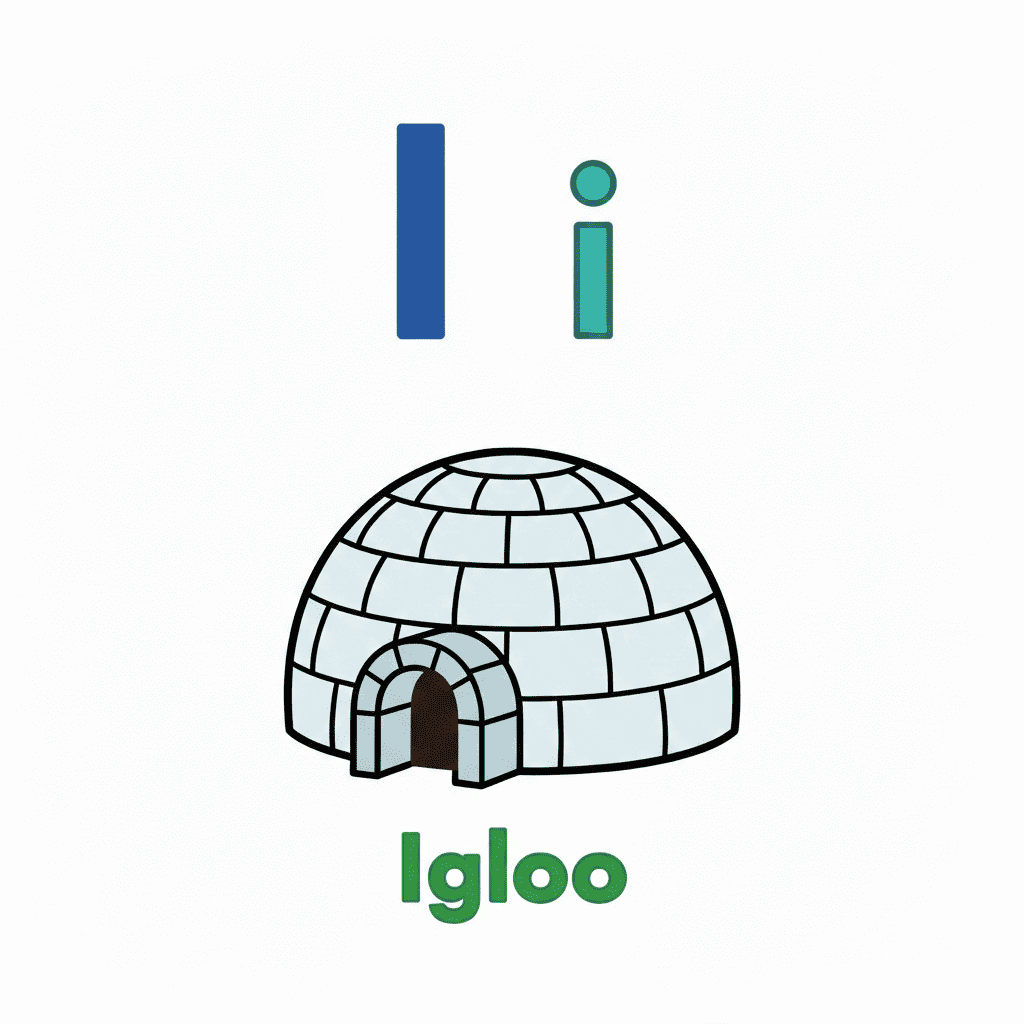 Printable Igloo coloring page for letter I