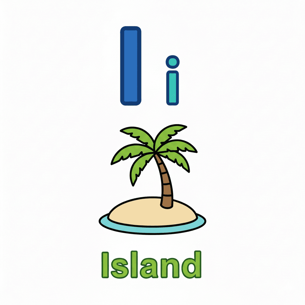 Printable Island coloring page for letter I