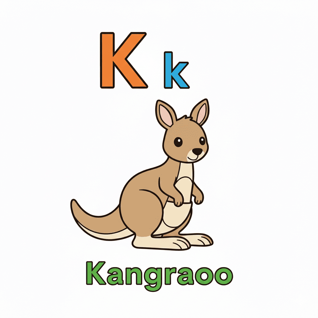 Printable Kangaroo coloring page for letter K