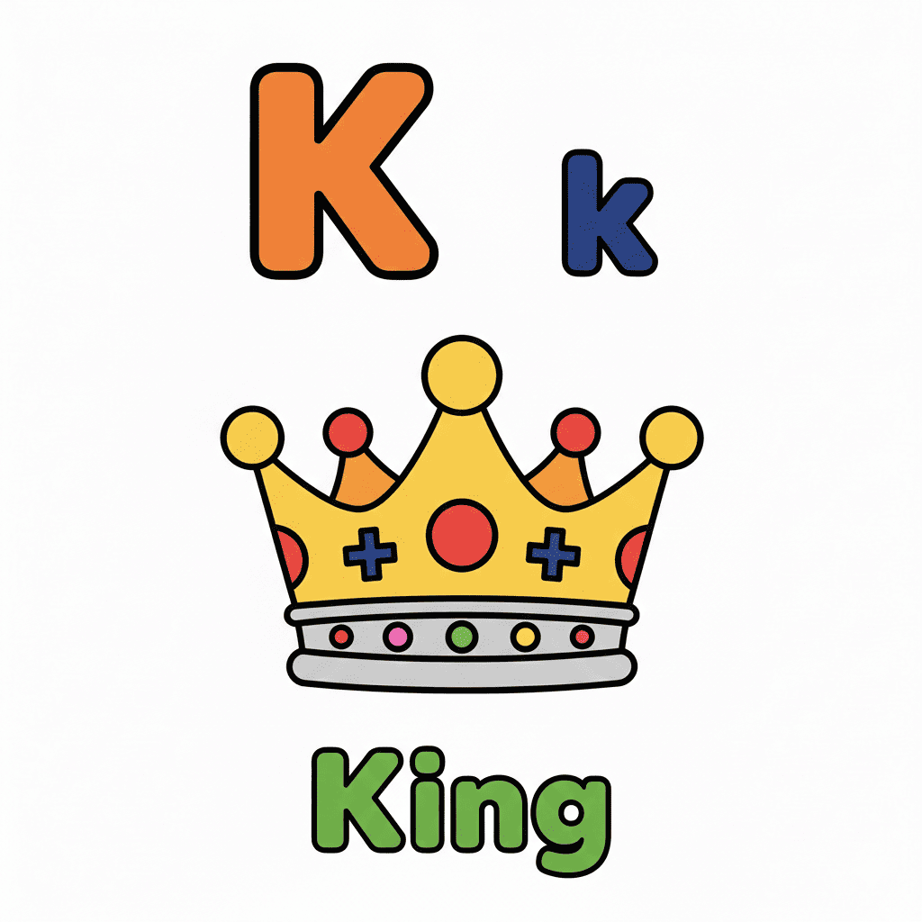 Printable King coloring page for letter K