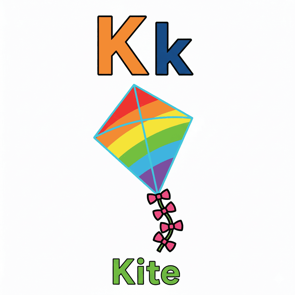 Printable Kite coloring page for letter K