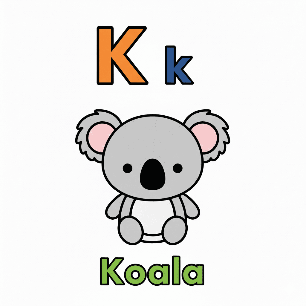 Printable Koala coloring page for letter K
