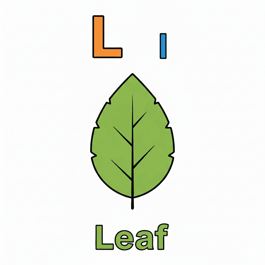 Printable Leaf coloring page for letter L