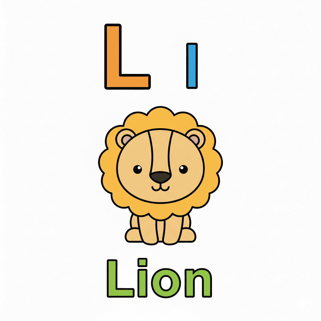 Printable Lion coloring page for letter L