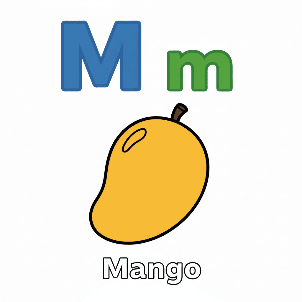 Printable Mango coloring page for letter M