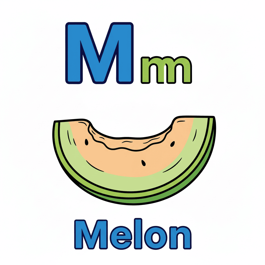 Printable Melon coloring page for letter M