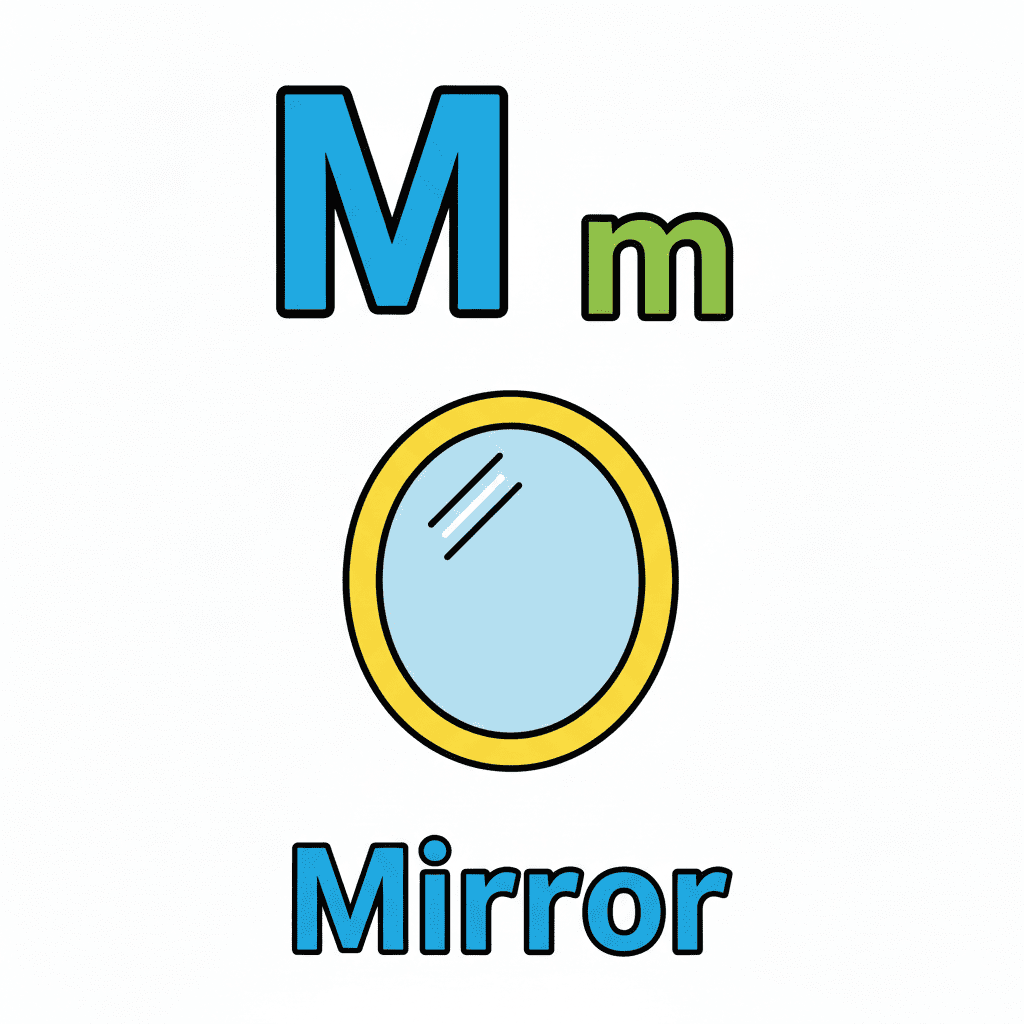 Printable Mirror coloring page for letter M