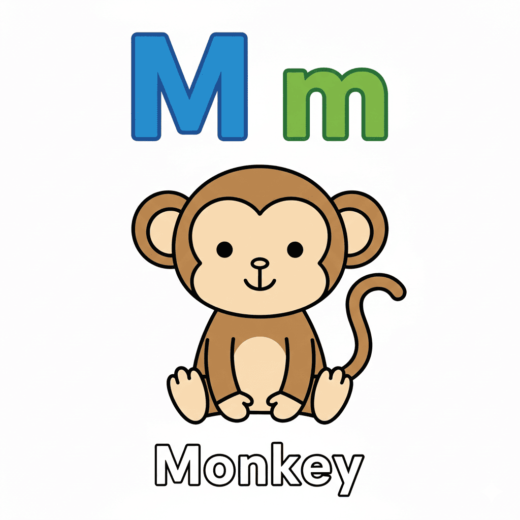 Monkey coloring page for letter M