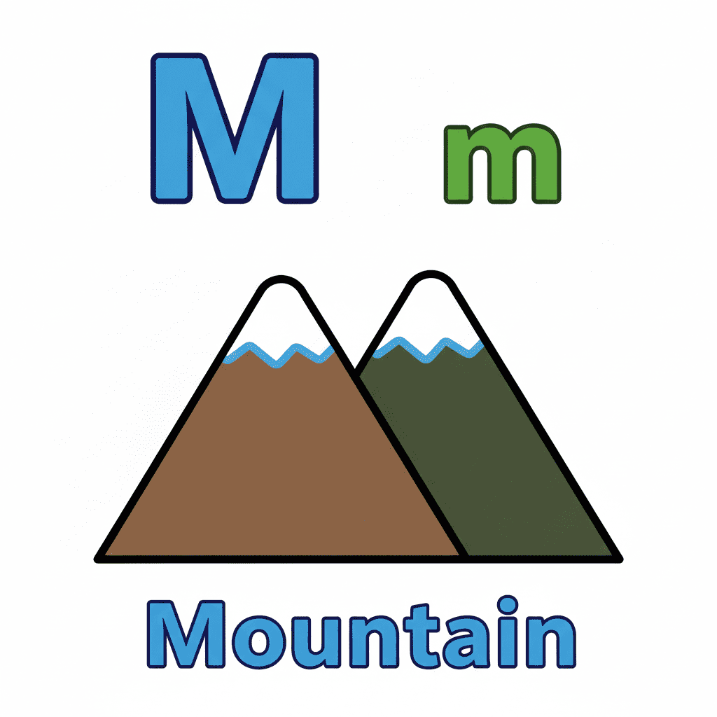 Printable Mountain coloring page for letter M