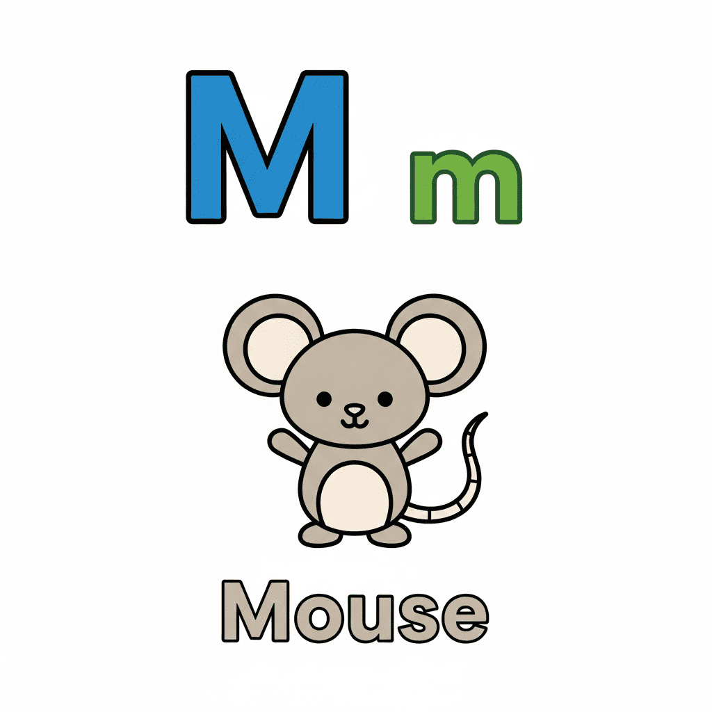 Printable Mouse coloring page for letter M