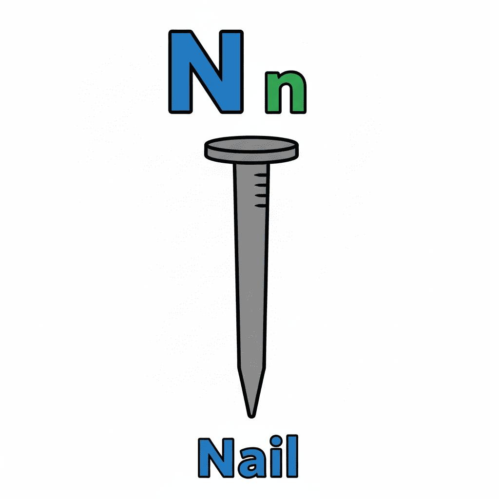 Printable Nail coloring page for letter N
