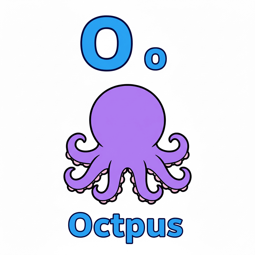 Printable Octopus coloring page for letter O