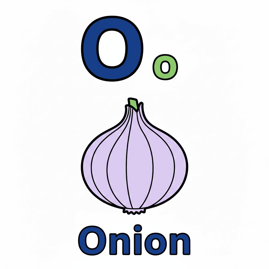 Printable Onion coloring page for letter O