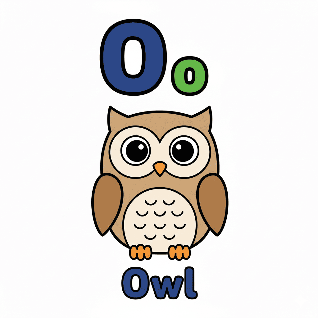 Printable Owl coloring page for letter O