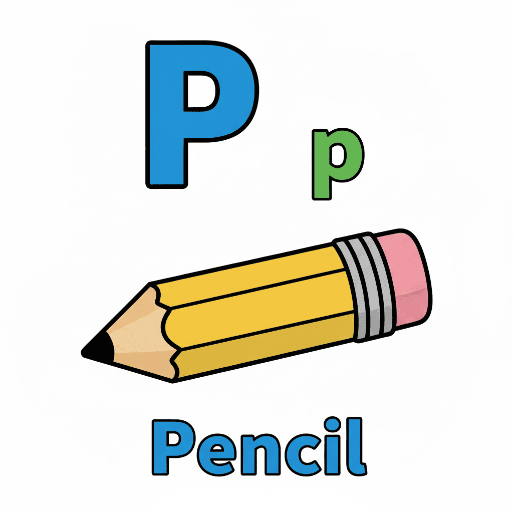 Printable Pencil coloring page for letter P