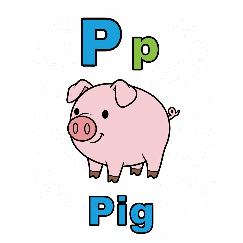 Printable Pig coloring page for letter P