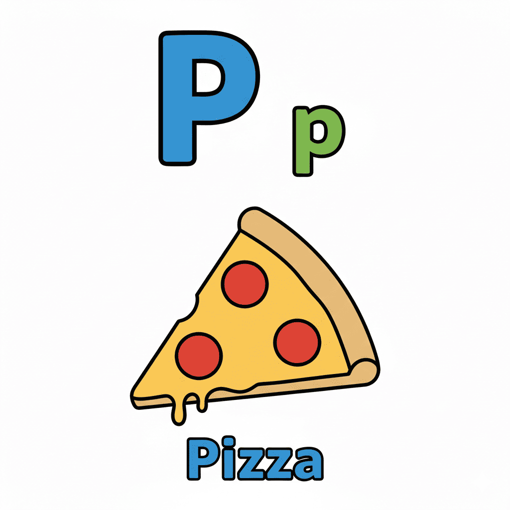 Printable Pizza coloring page for letter P