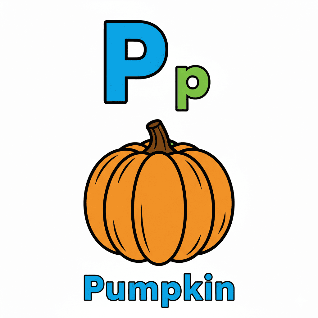 Printable Pumpkin coloring page for letter P