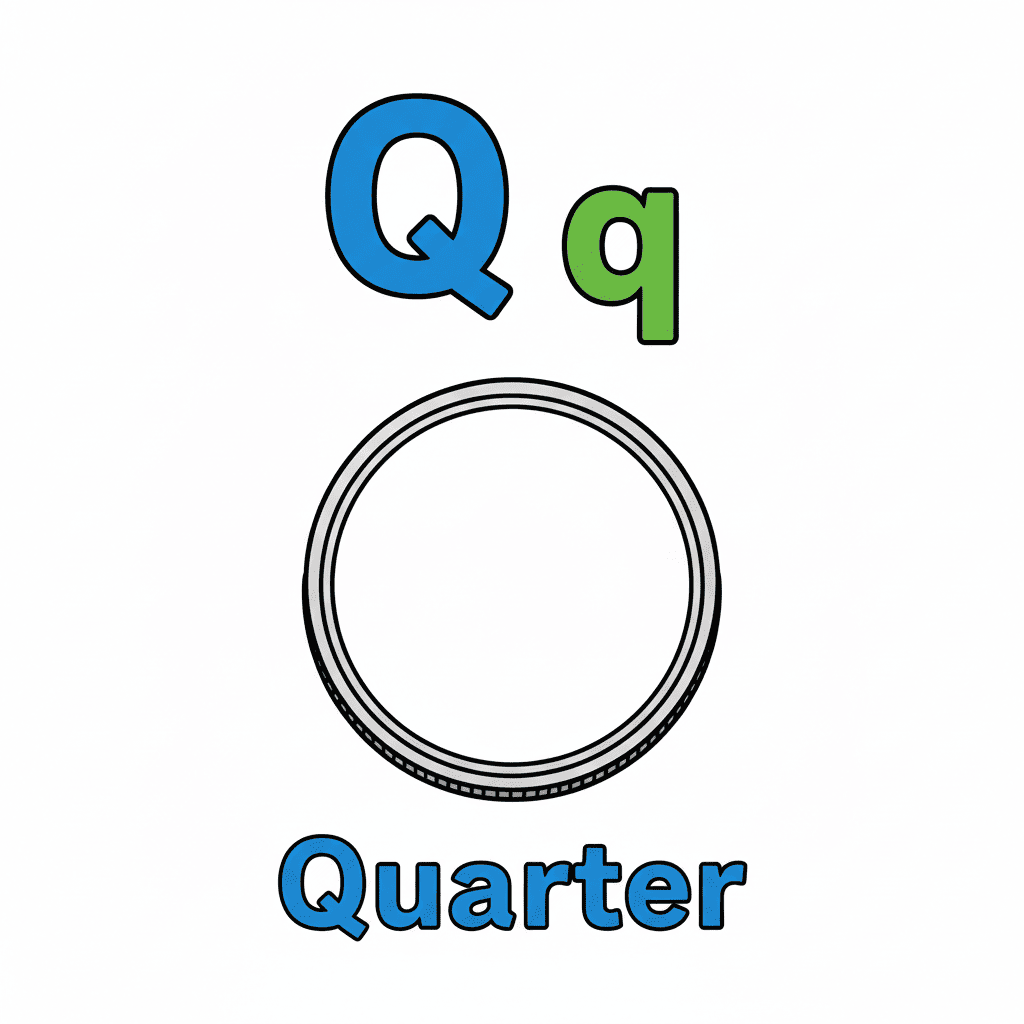 Printable Quarter coloring page for letter Q