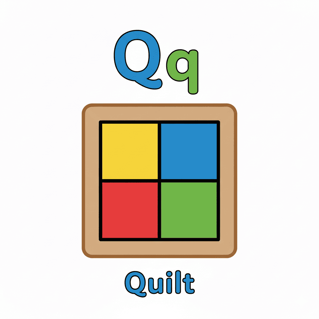 Printable Quilt coloring page for letter Q