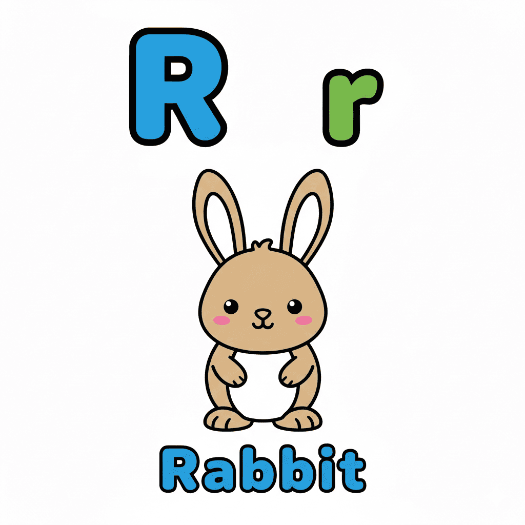 Printable Rabbit coloring page for letter R