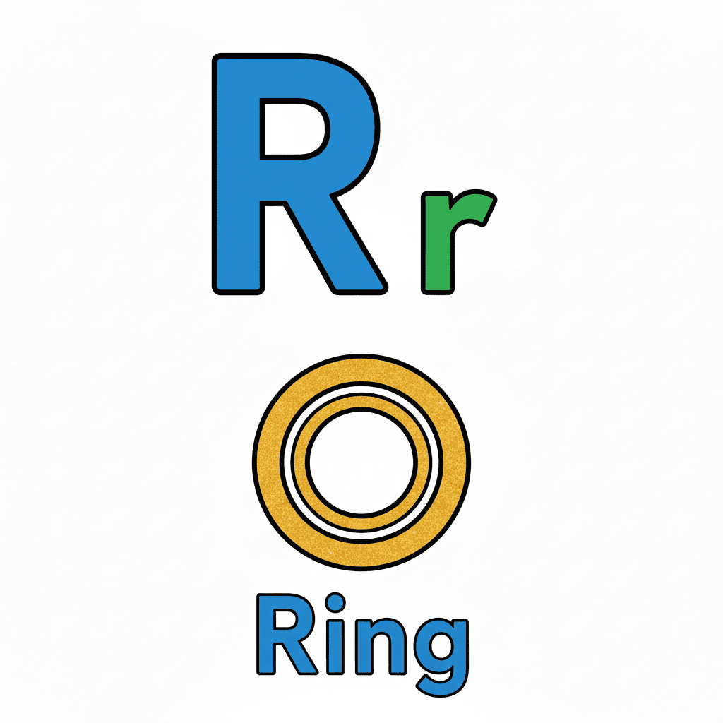 Printable Ring coloring page for letter R