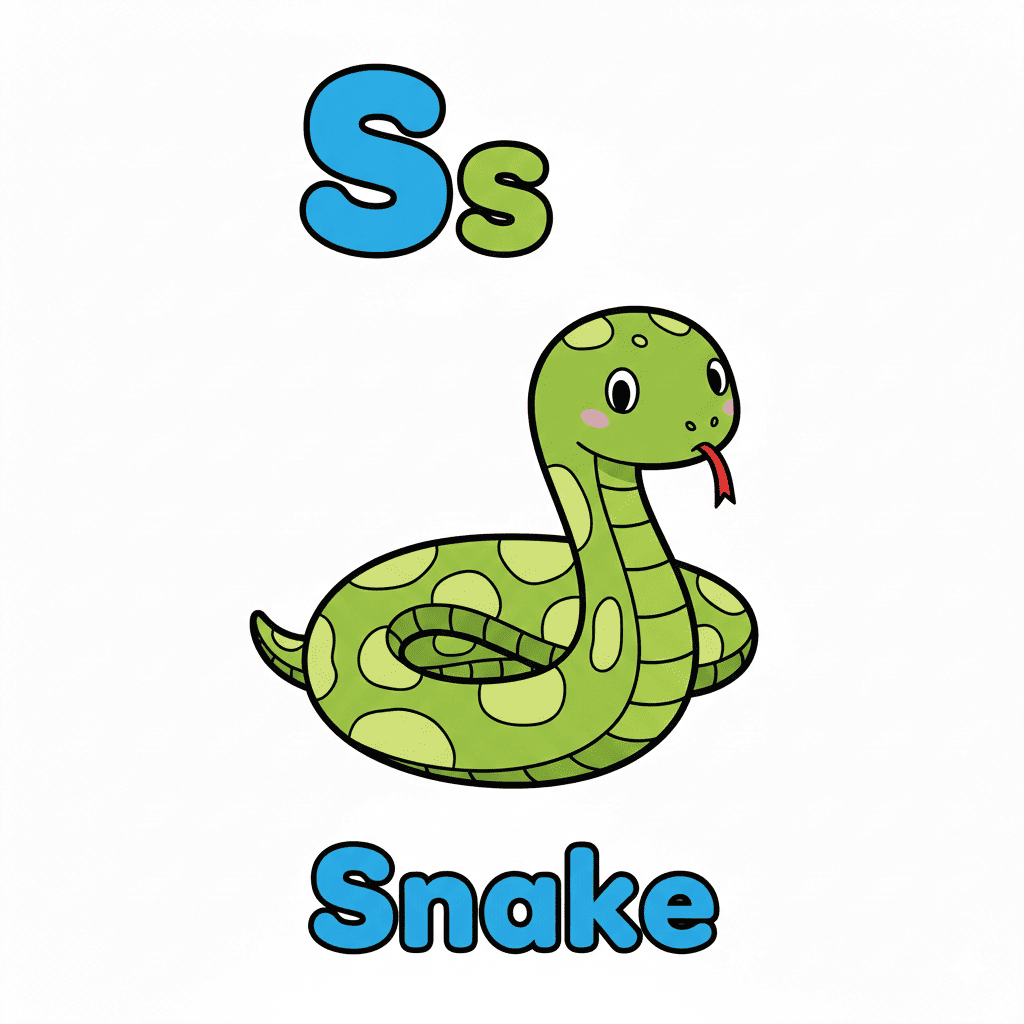 Printable Snake coloring page for letter S