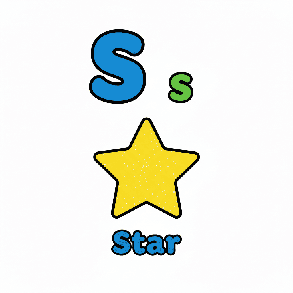Printable Star coloring page for letter S