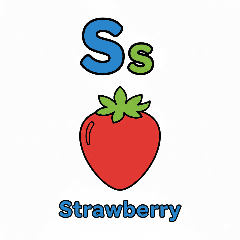 Printable Strawberry coloring page for letter S