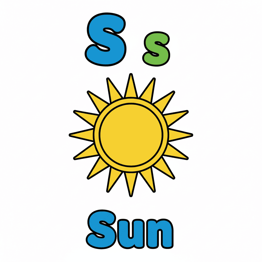 Printable Sun coloring page for letter S