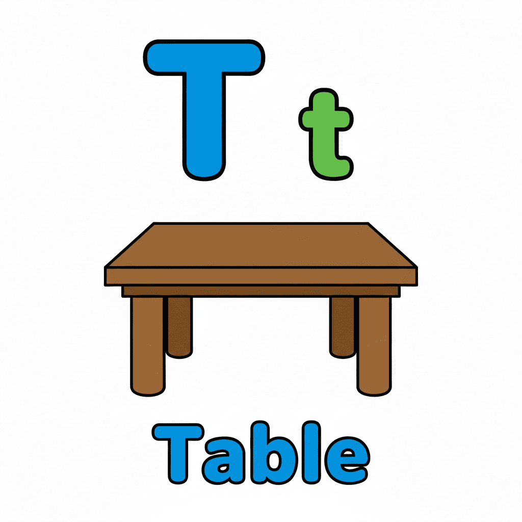 Printable Table coloring page for letter T