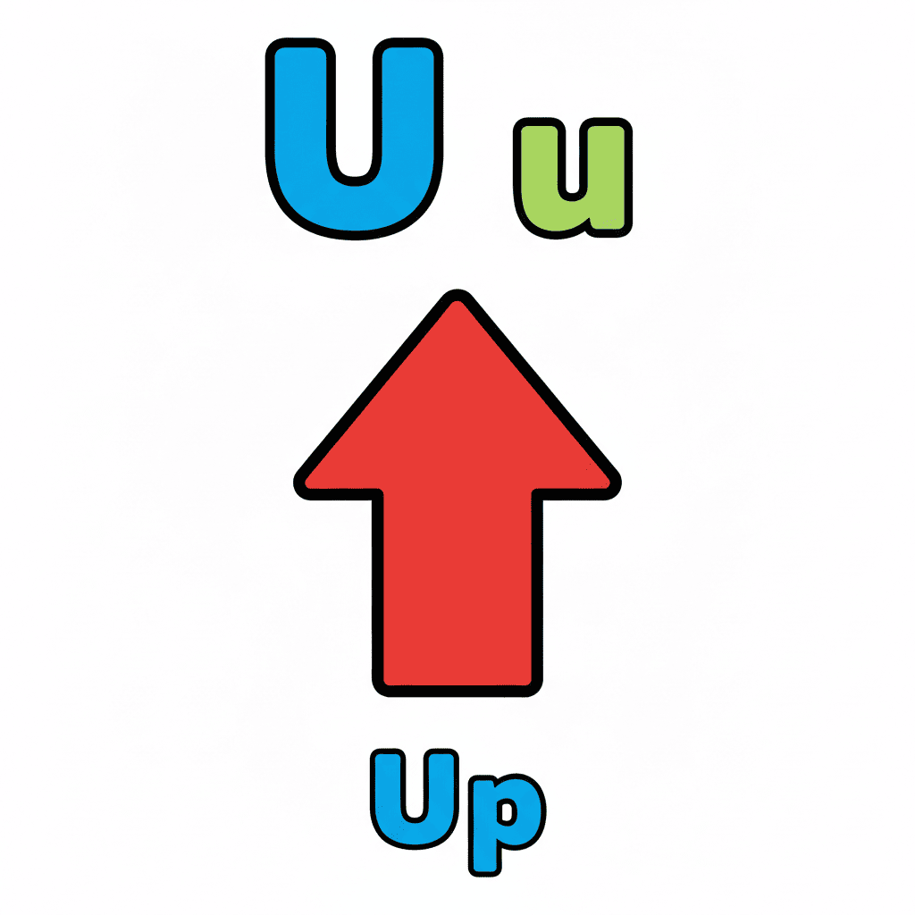 Printable Up arrow coloring page for letter U