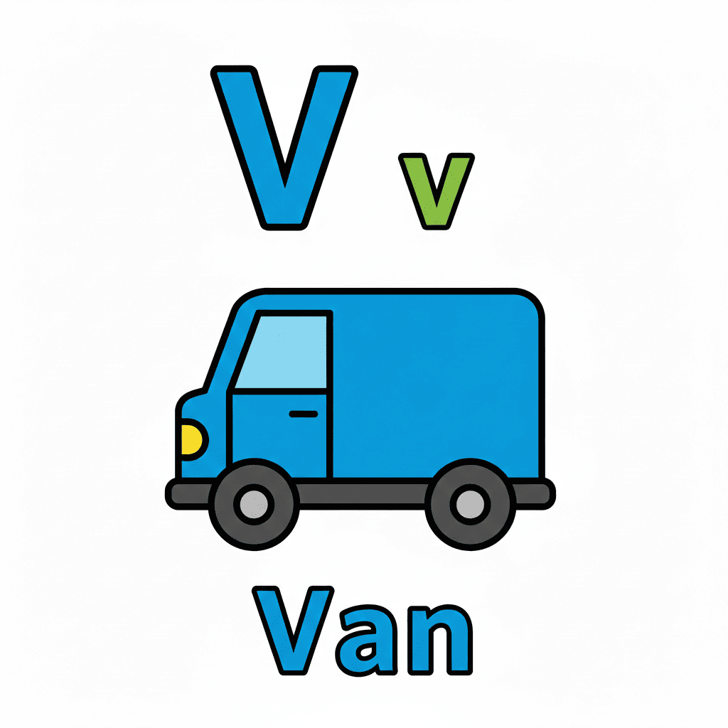 Printable Van coloring page for letter V