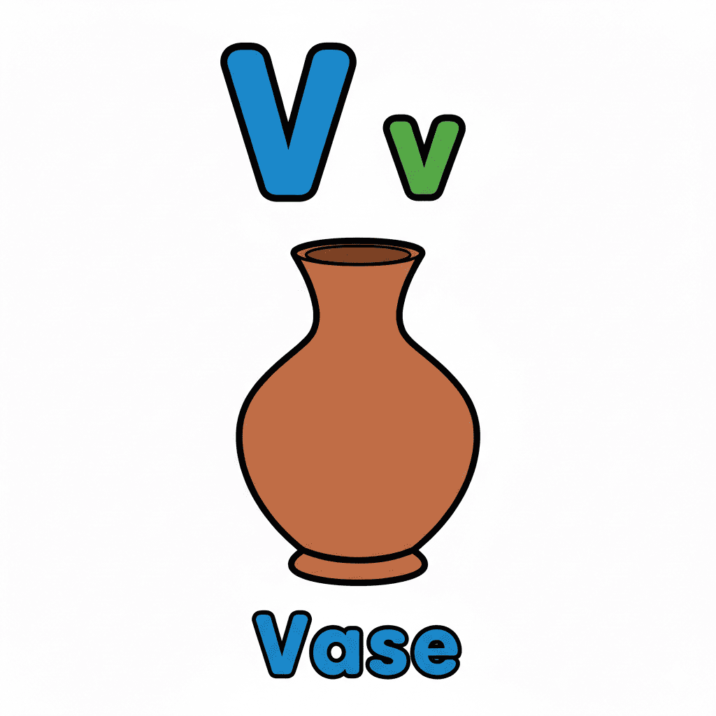 Printable Vase coloring page for letter V